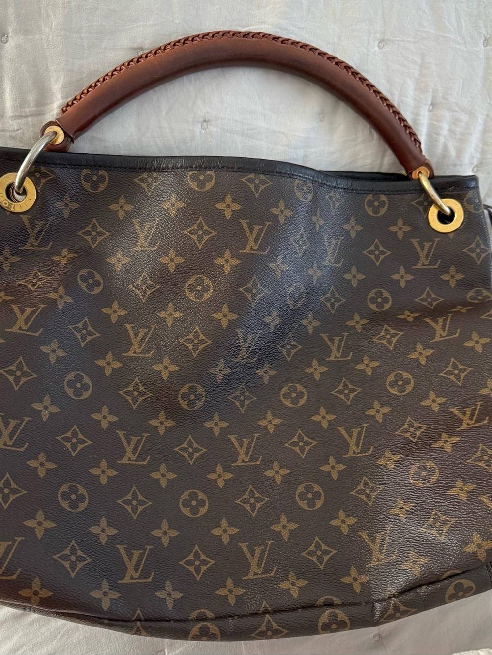 Louis Vuitton Monogram Canvas Hobo with Brown Leather Handle